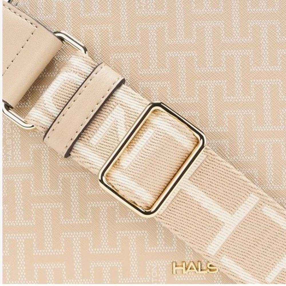 Halston Quincy Monogram Crossbody Bag Beige Gold Q5AEZEA1 NWT - Picture 5 of 5